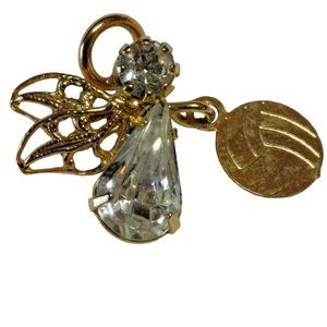 Soccer Angel Pinback Gold Tone Vintage Collectible Pin